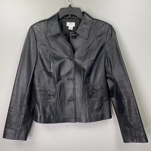 LOFT Charcoal Leather Jacket